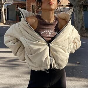 Princess Polly Puffer Jacket Crem Beige US 4